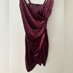 Maroon, velvet short dress, size small